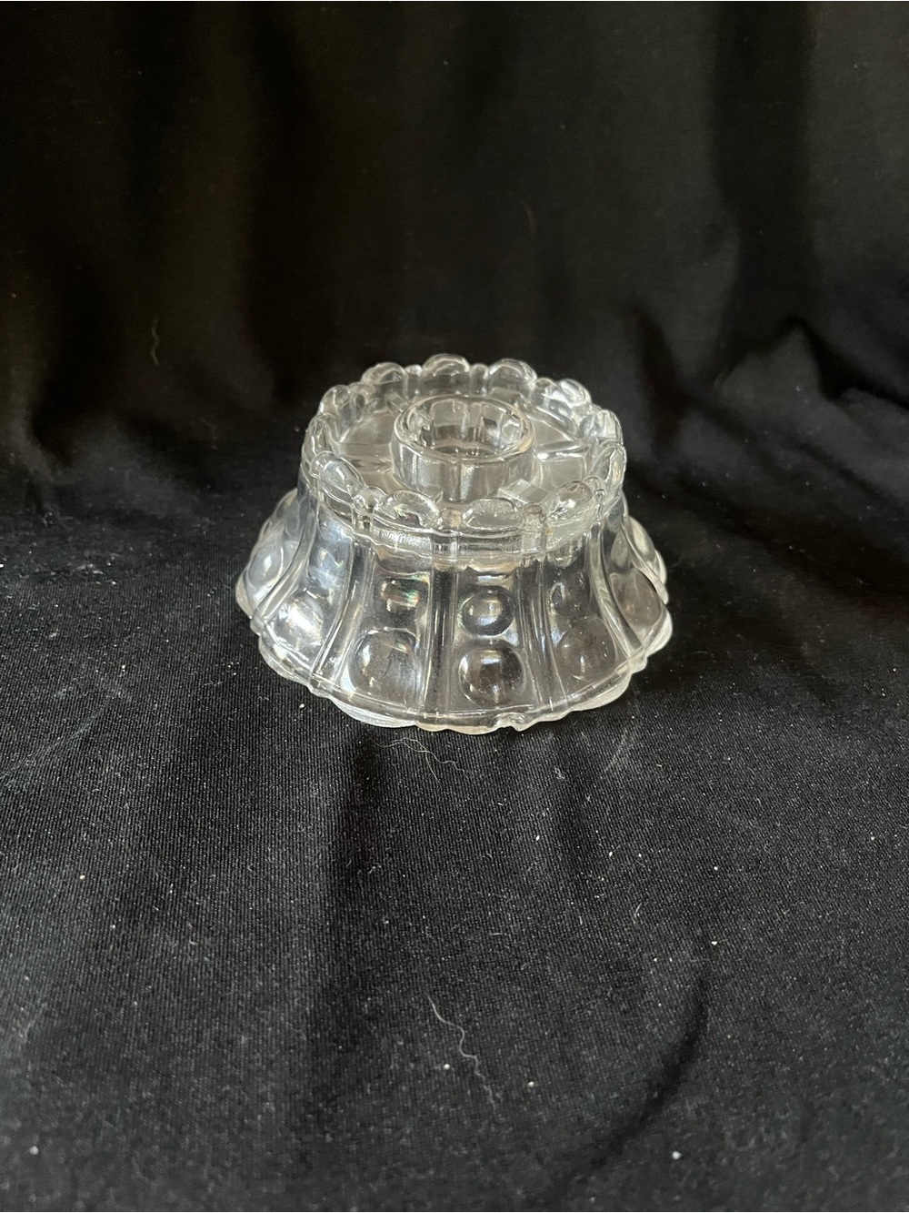 Clear Pressed Glass Candle Holder. Indiana Glass